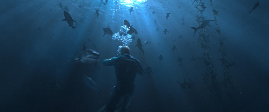 Jason Statham (front) & sharks